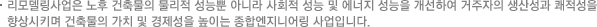 리모델링사업은 노후 건축물의 물리적 성능뿐 아니라 사회적 성능 및 에너지 성능을 개선하여 거주자의 생산성과 쾌적성을 향상시키며 건축물의 가치 및 경제성을 높이는 종합엔지니어링 사업입니다.